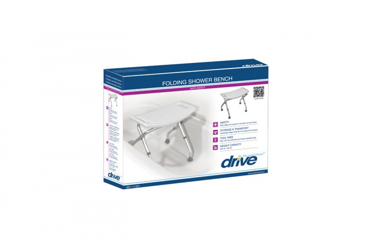 Folding Shower Chair from Drive DeVilbiss Healthcare, Retail Packaging